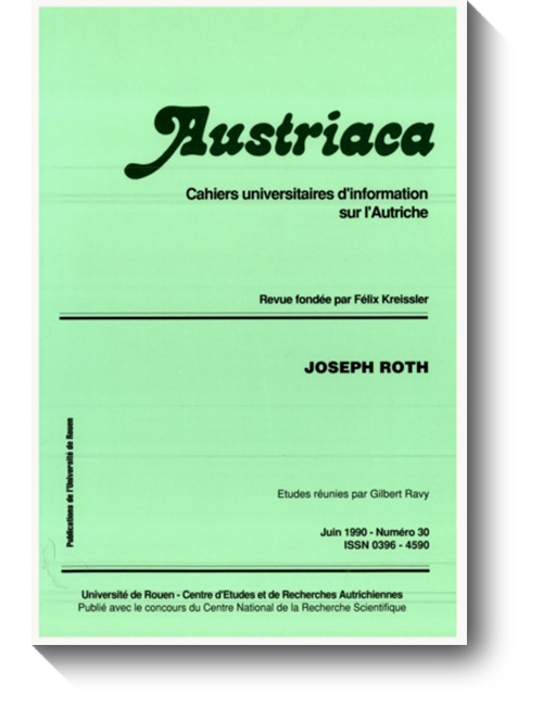 Titelblatt der Zeitschrift „Austriaca“, Ausgabe 30, 1990. © Publications de l’Université de Rouen, 1990