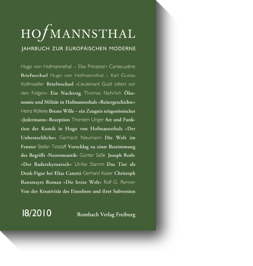 Titelblatt des Hofmannsthal Jahrbuchs 18/2010. © Rombach Verlag, 2010